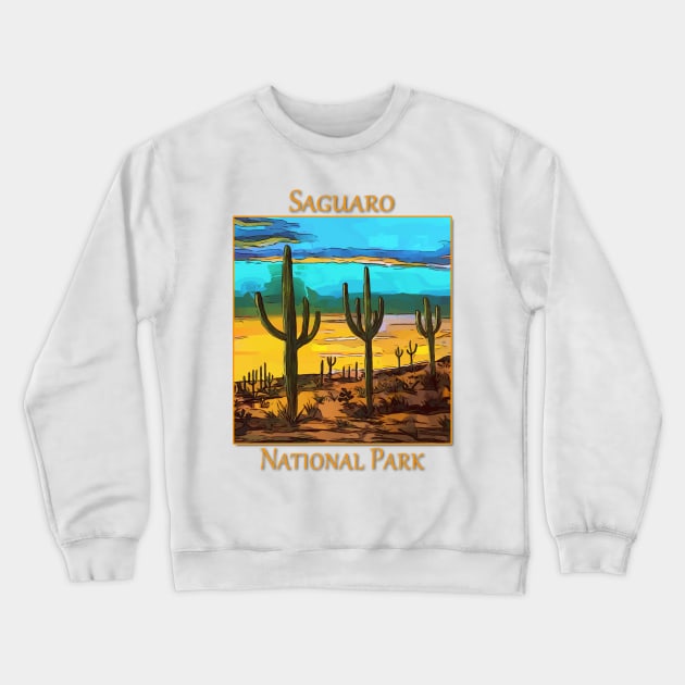 Saguaro from the Saguaro National Park in Arizona Crewneck Sweatshirt by WelshDesigns